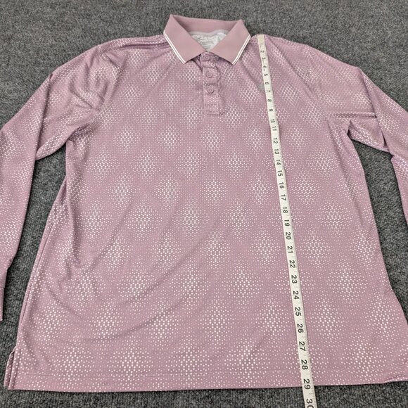 COOLIBAR Pullover Mens L Erodym Mauve Pink Print UPF 50+ Active Long Sleeve Polo - Picture 14 of 14